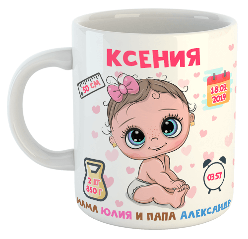 изображение заказать чашку с принтом - Метрика для девочки